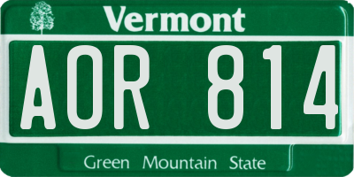 VT license plate AOR814