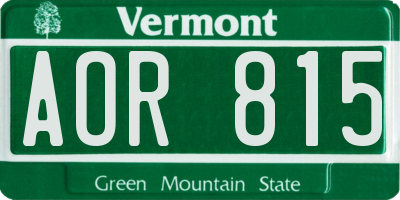 VT license plate AOR815