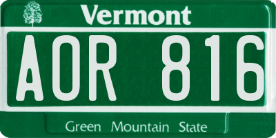 VT license plate AOR816