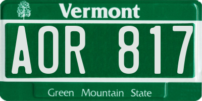 VT license plate AOR817