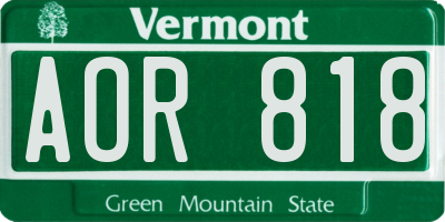VT license plate AOR818