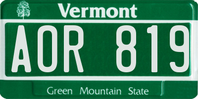 VT license plate AOR819