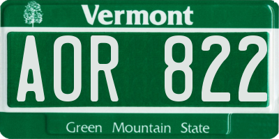VT license plate AOR822