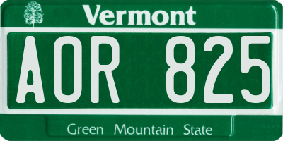 VT license plate AOR825