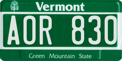 VT license plate AOR830