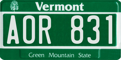 VT license plate AOR831