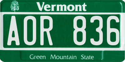 VT license plate AOR836