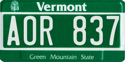 VT license plate AOR837