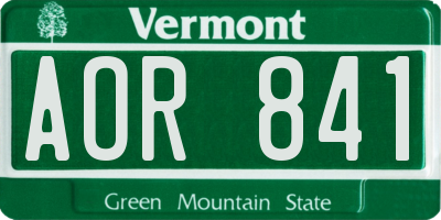 VT license plate AOR841