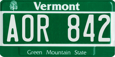 VT license plate AOR842