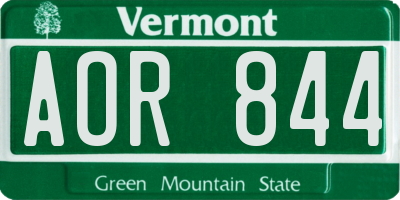 VT license plate AOR844