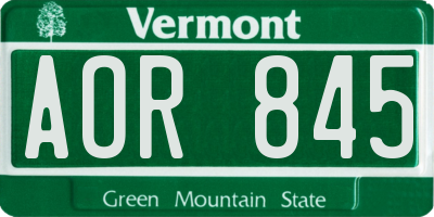VT license plate AOR845