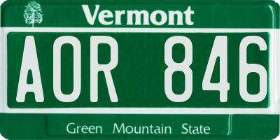 VT license plate AOR846