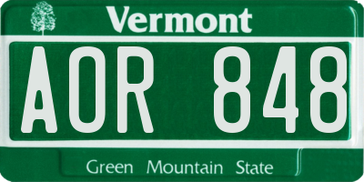 VT license plate AOR848