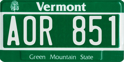 VT license plate AOR851