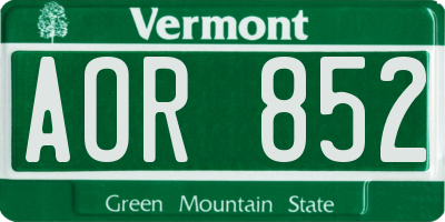 VT license plate AOR852