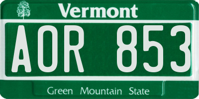 VT license plate AOR853