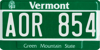 VT license plate AOR854