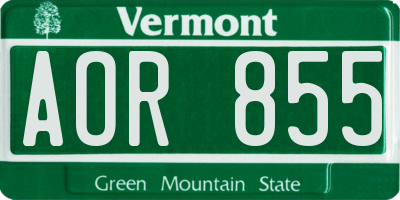 VT license plate AOR855