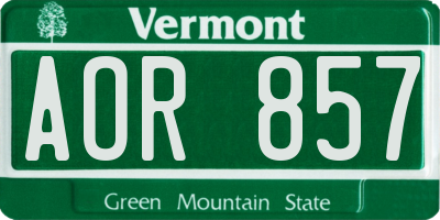 VT license plate AOR857