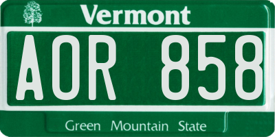 VT license plate AOR858
