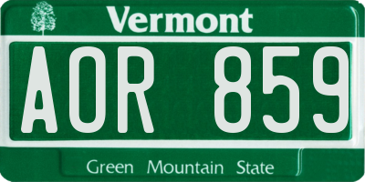 VT license plate AOR859