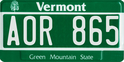 VT license plate AOR865