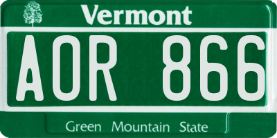 VT license plate AOR866