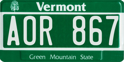 VT license plate AOR867