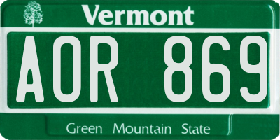 VT license plate AOR869