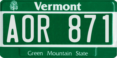 VT license plate AOR871
