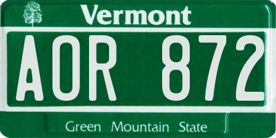 VT license plate AOR872