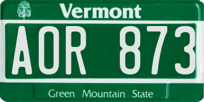 VT license plate AOR873
