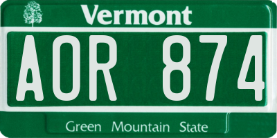 VT license plate AOR874