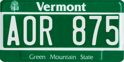 VT license plate AOR875