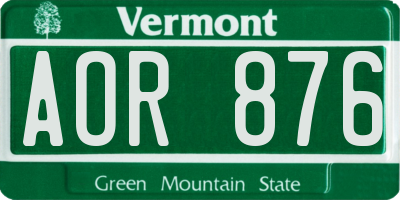 VT license plate AOR876