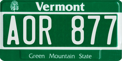 VT license plate AOR877