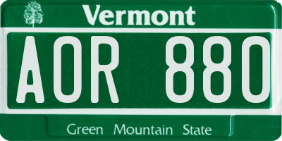 VT license plate AOR880