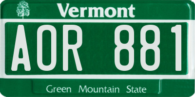 VT license plate AOR881