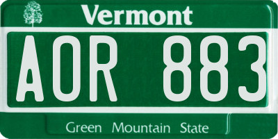 VT license plate AOR883