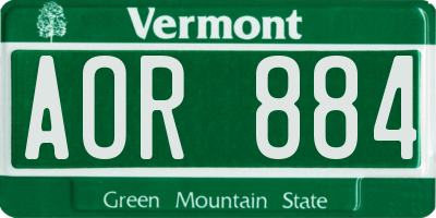 VT license plate AOR884