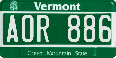 VT license plate AOR886