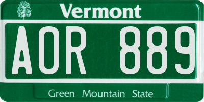 VT license plate AOR889