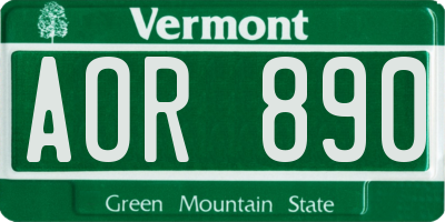 VT license plate AOR890