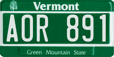 VT license plate AOR891