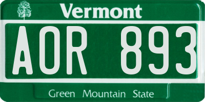 VT license plate AOR893