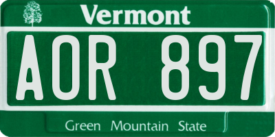 VT license plate AOR897