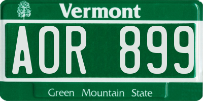 VT license plate AOR899