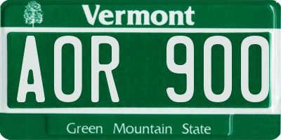 VT license plate AOR900