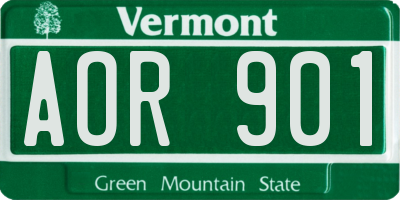 VT license plate AOR901